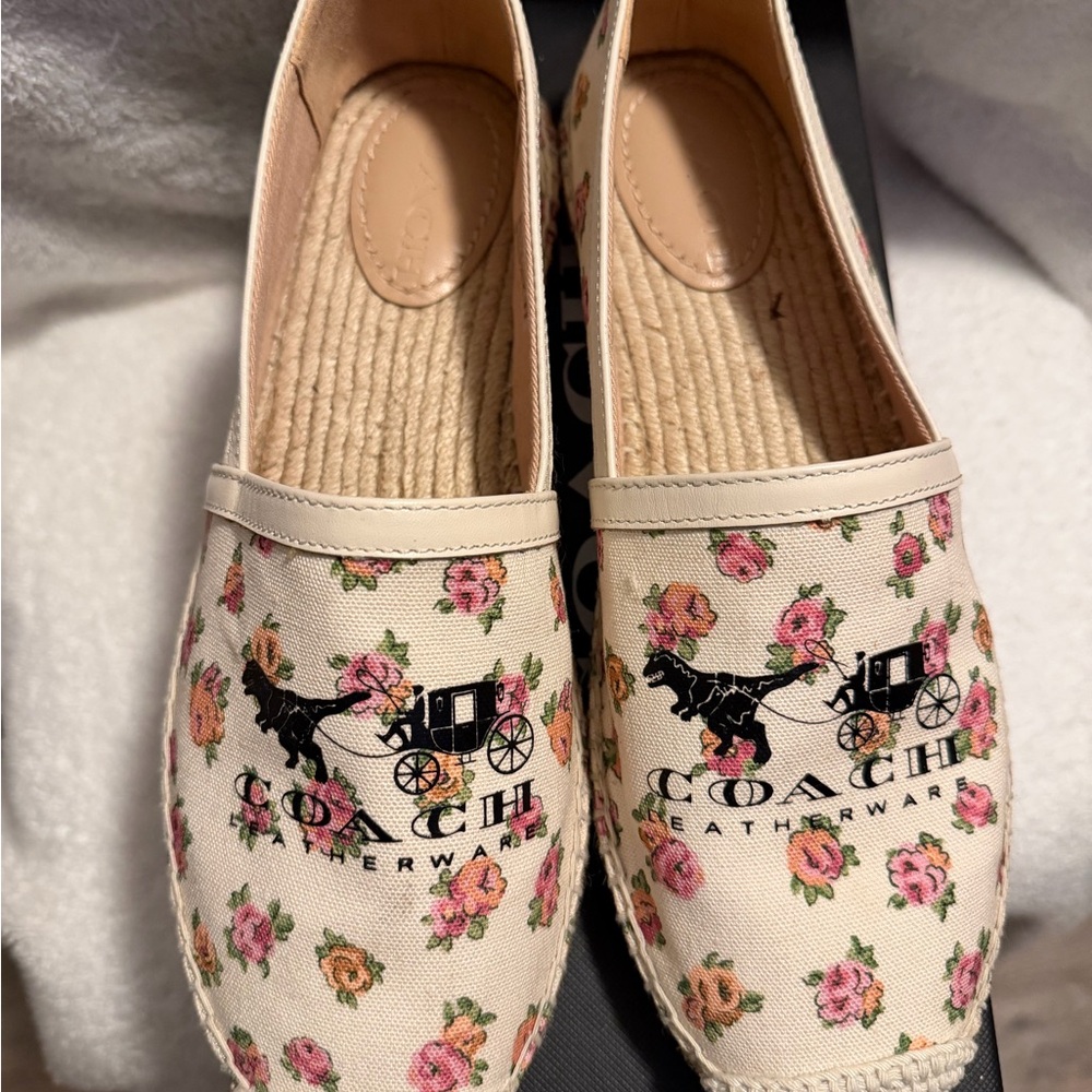 Coach Women's Floral Espadrilles - Cream and Pink